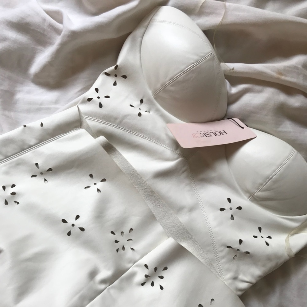 House of CB White Vegan Leather bustier dress